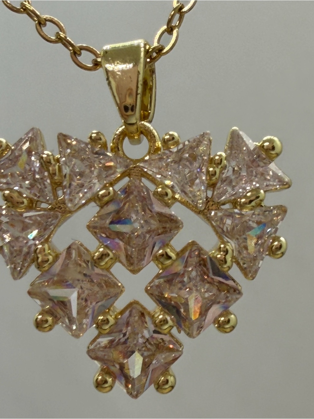 Gold-Tone Clear Crystal Heart Pendant Necklace